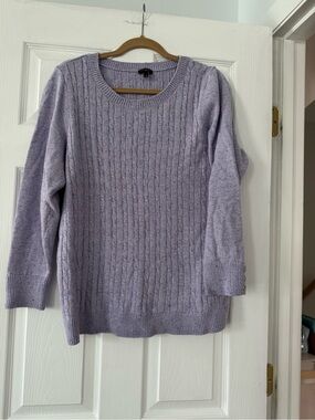 Talbots Lavender Cable-Knit Crewneck Sweater